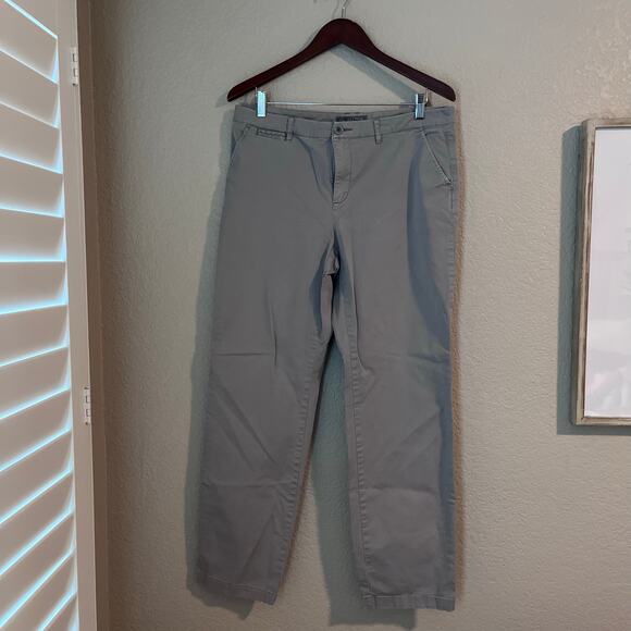 Garnet Hill Organic Cotton Straight Leg Khaki Chino Pant Grey 12 - Picture 2 of 10